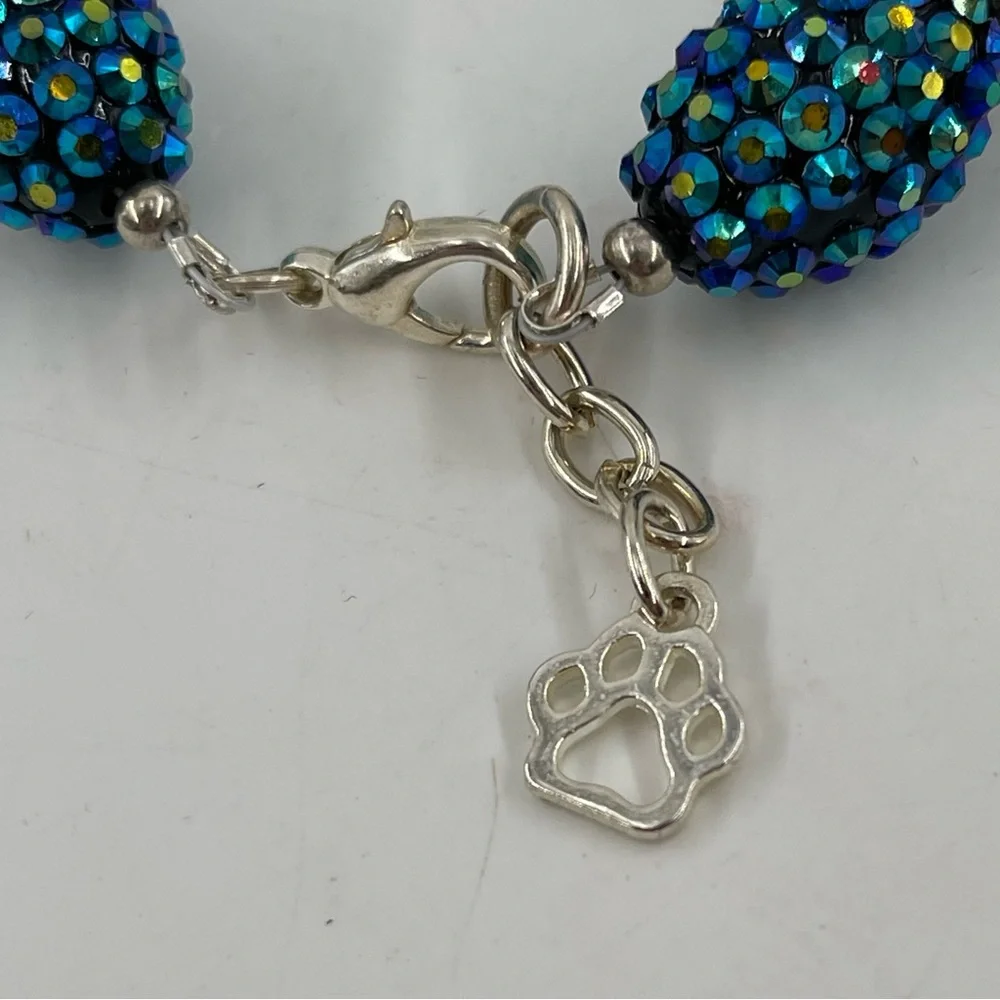 Swarovski Crystals Dk Blue Aurora Borealis Cluster Bracelet
